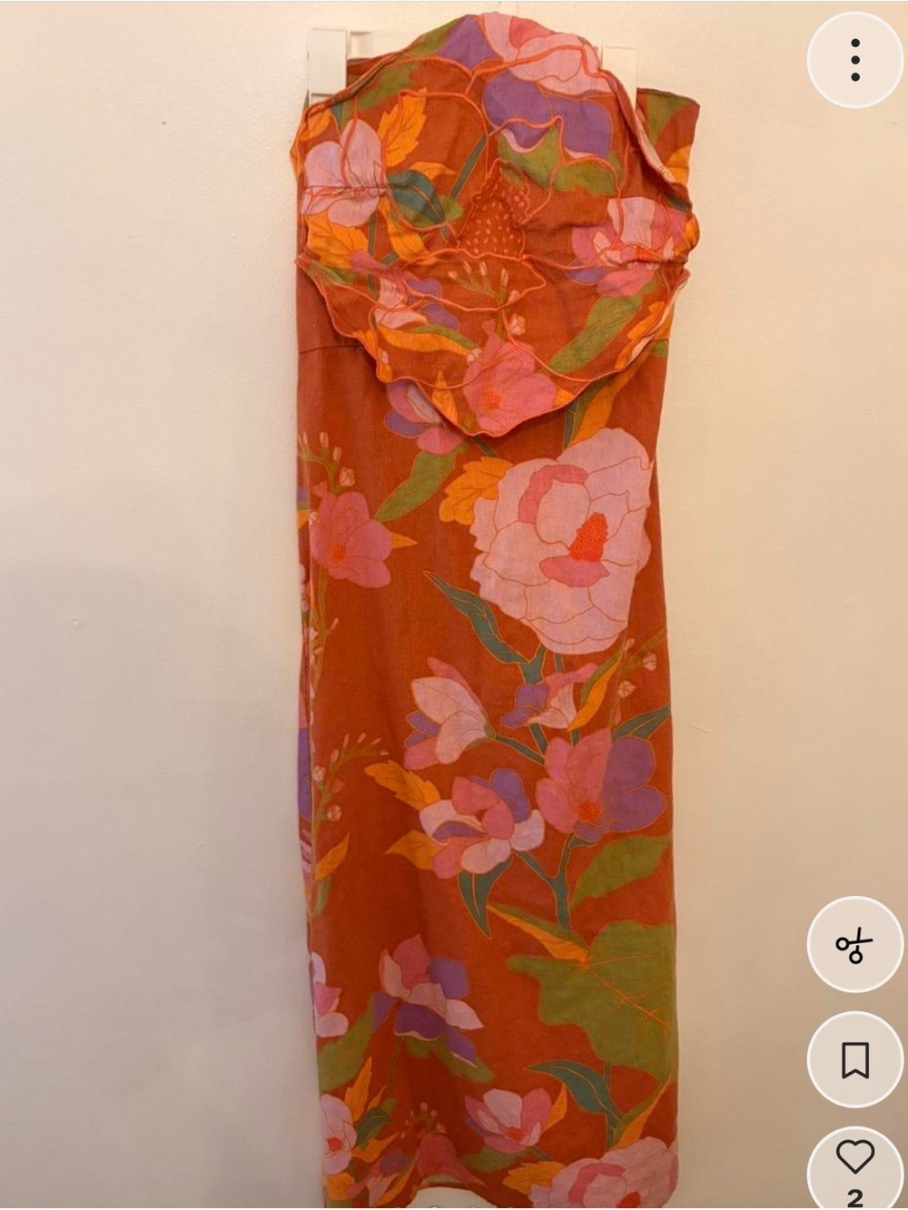Caroline Constas Rust Floral Maxi Dress with Pink & Purple Blooms - Picture 3 of 4
